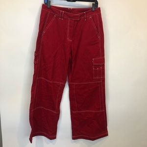 Daily Paper Red Wide Leg Cargo Pants SZ S